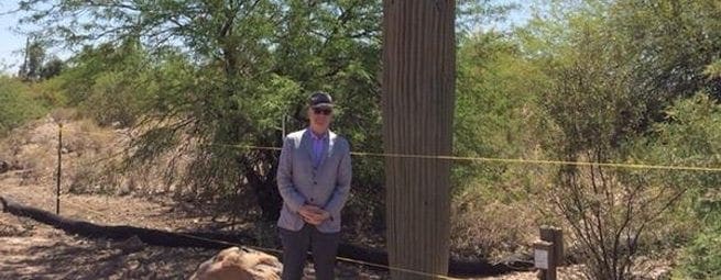 Steve Martin with a Fake Saguro Cactus