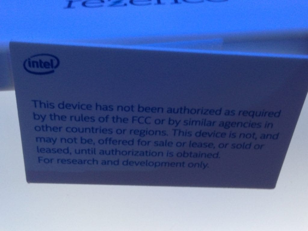 An FCC Warning posted at Intel's Wireless Charging Exhibit