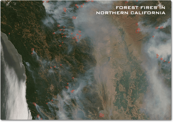 Infrared image of bushfire region