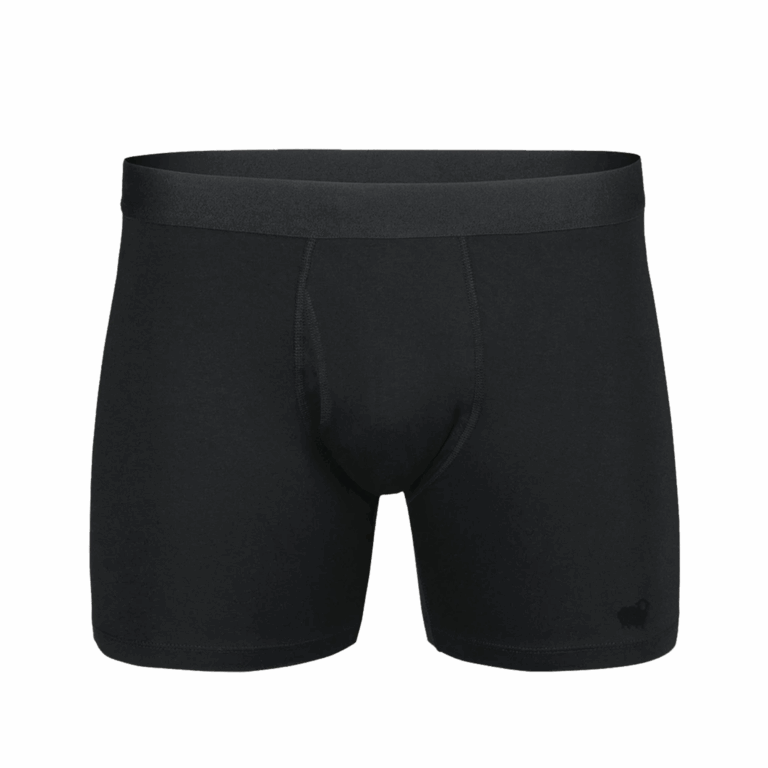 Black men's boxer brief underwear from SYB, mid-length cut, minimalist design