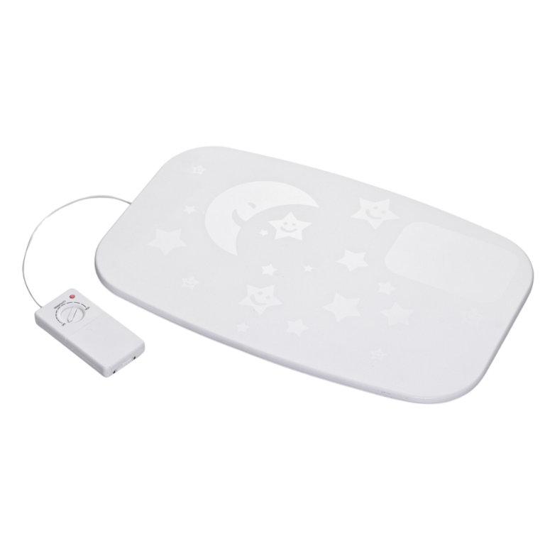 White rectangular EMF protection pad with attached control unit and cord, designed to shield from electromagnetic frequencies