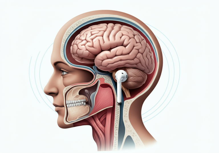 AirPods placement in ear canal relative to brain tissue