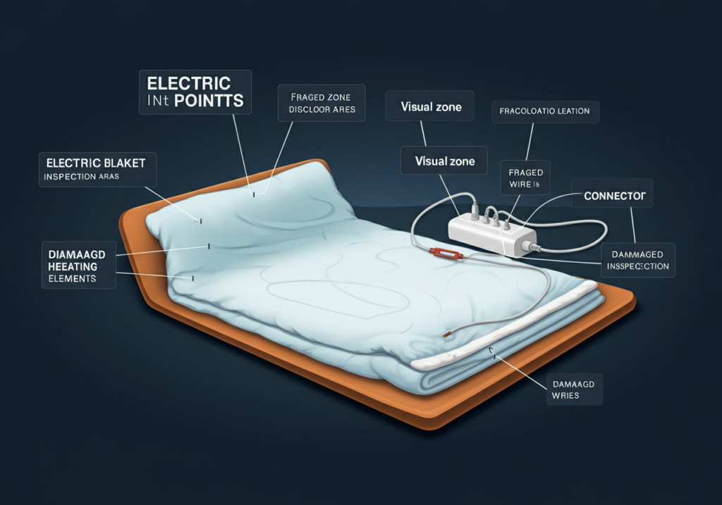 Electric blanket inspection points for safety checking