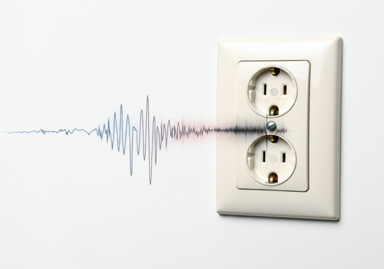 Home electrical outlet showing dirty electricity harmonics