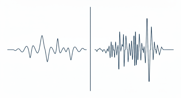 Comparison diagram showing clean electricity as a smooth sine wave versus dirty electricity as a distorted wave with erratic spikes