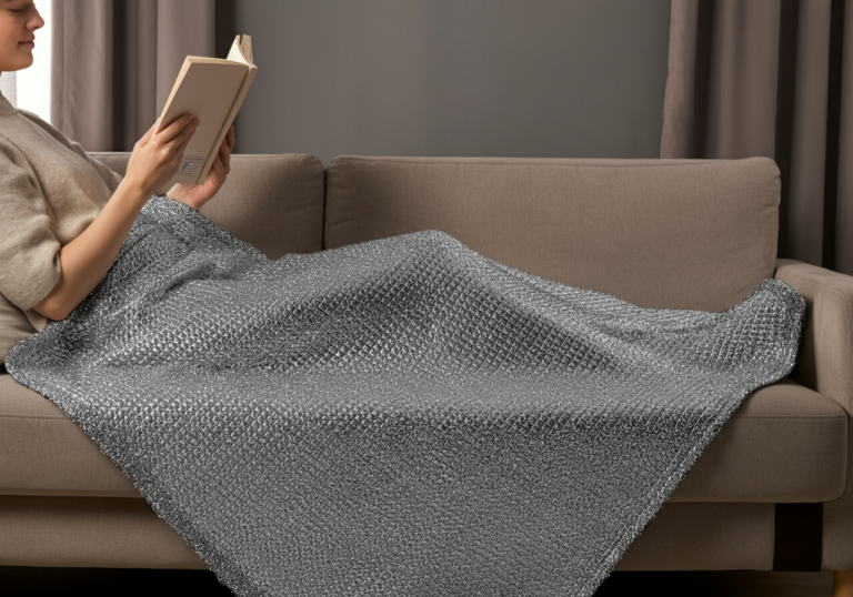 EMF protection blanket in use for radiation shielding