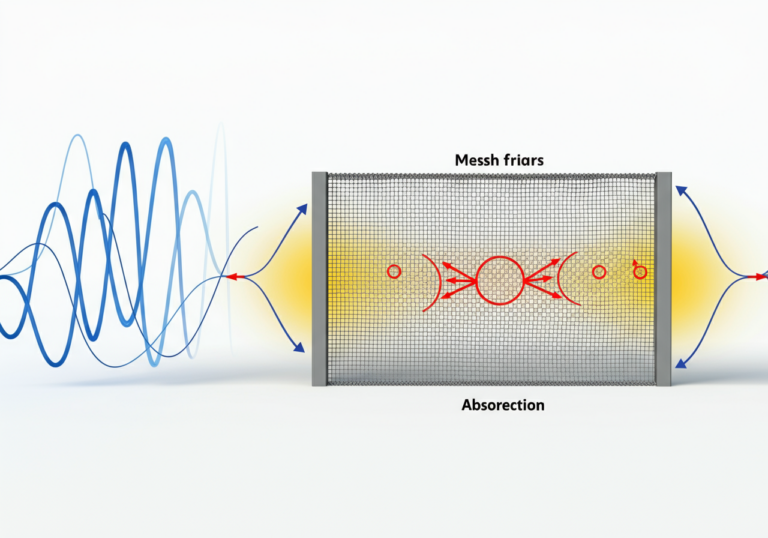 Diagram showing how conductive fabric reflects and absorbs electromagnetic radiation