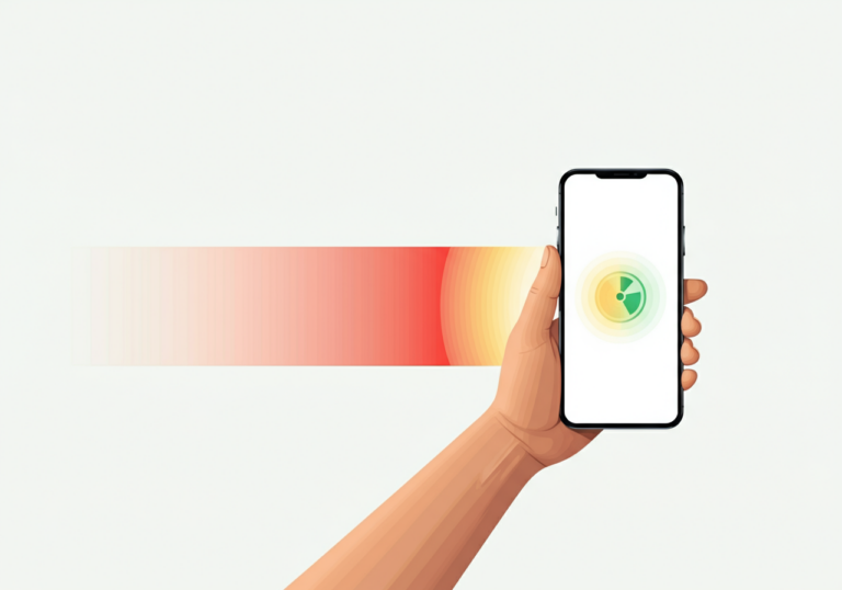 Smartphone showing reduced EMF exposure at distance