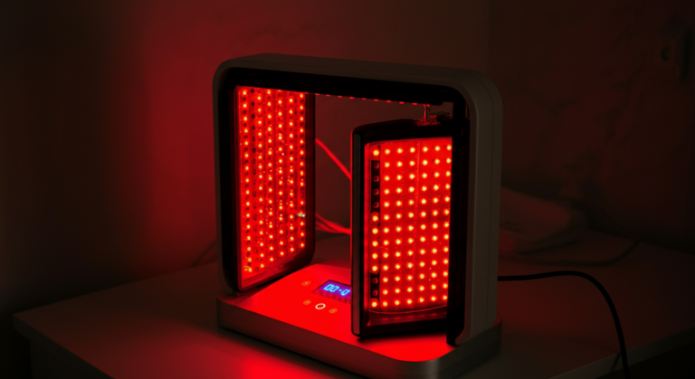 Red light therapy panel emitting sleep-friendly wavelengths for circadian rhythm support