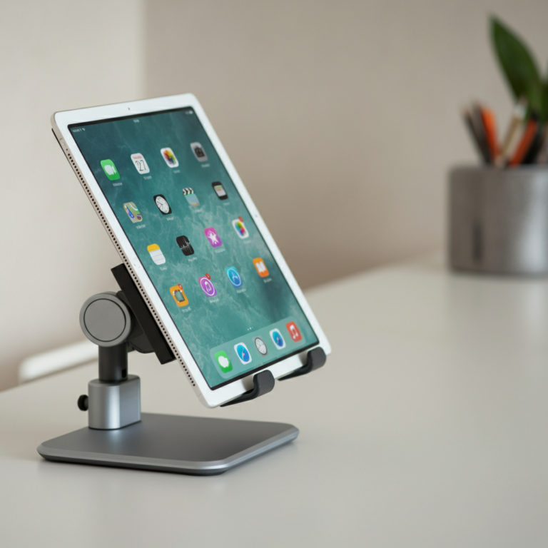 Safe tablet use practices including using a stand and enabling airplane mode