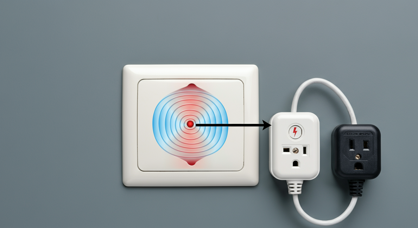 Plug-in dirty electricity filter with clean versus dirty power sine wave visualization