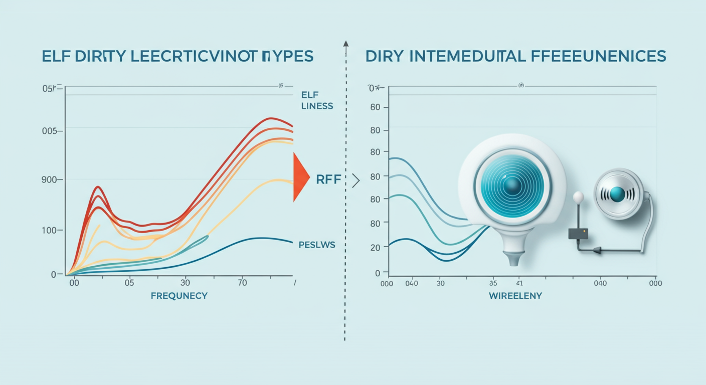 Dirty electricity compared to other EMF types on the frequency spectrum
