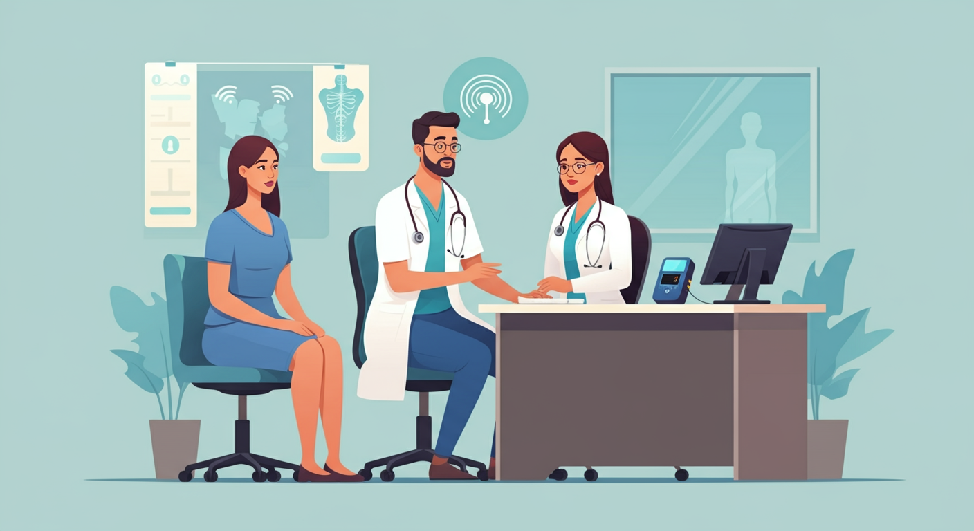 Healthcare provider consulting patient about electromagnetic sensitivity management