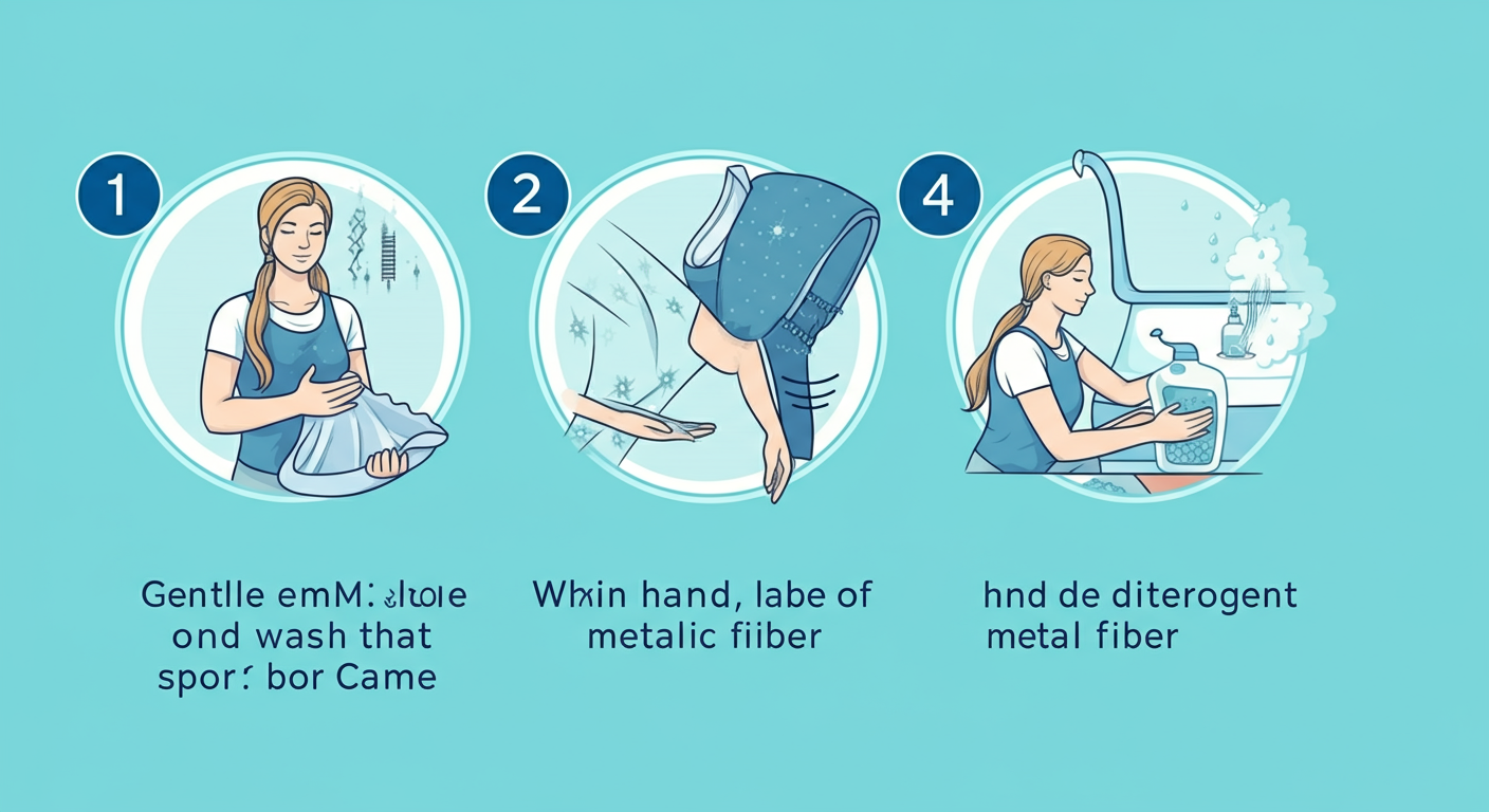 Proper care instructions for EMF shielding apparel to preserve metallic fibers