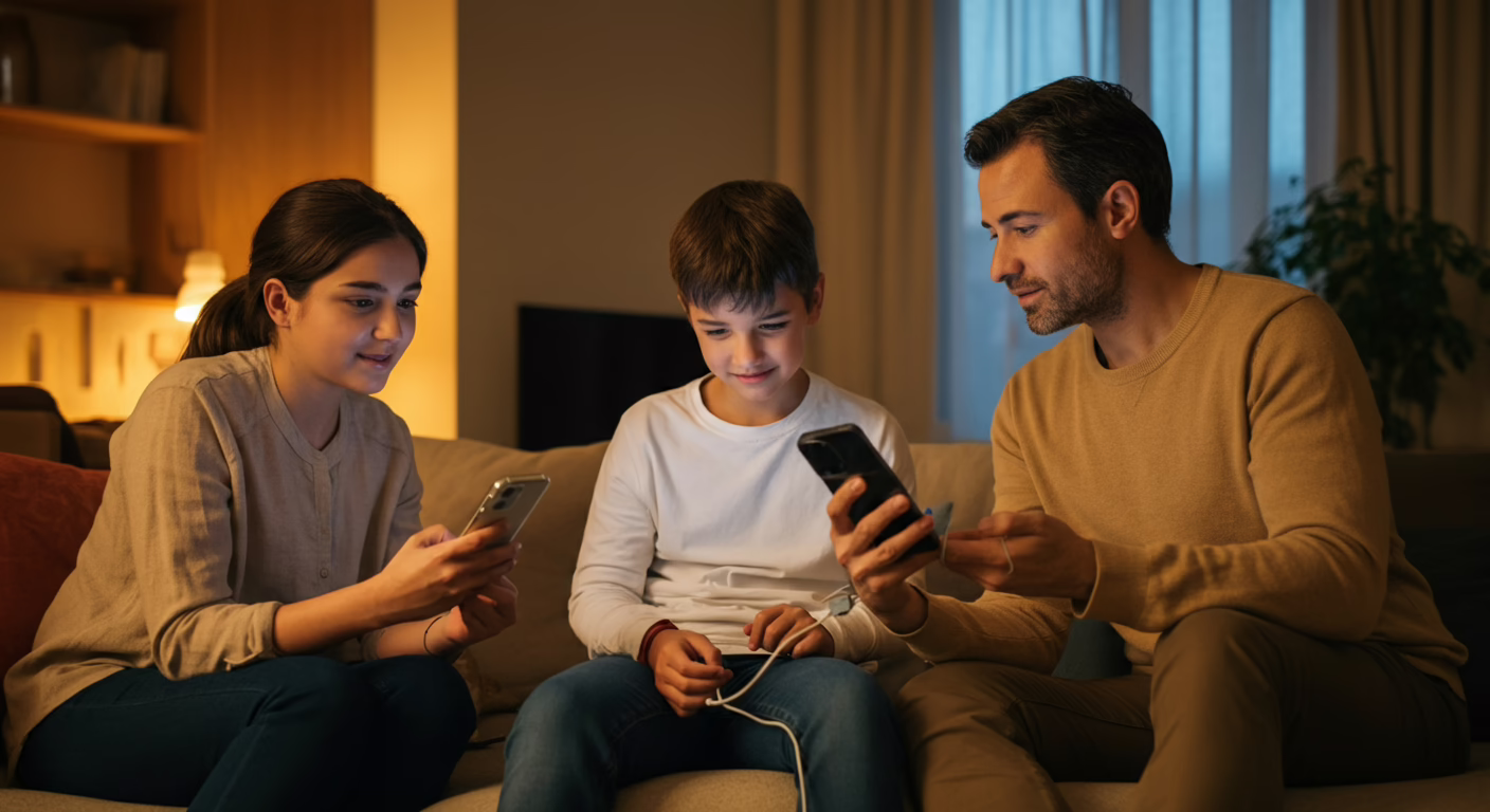 Family making informed technology choices to reduce EMF radiation exposure
