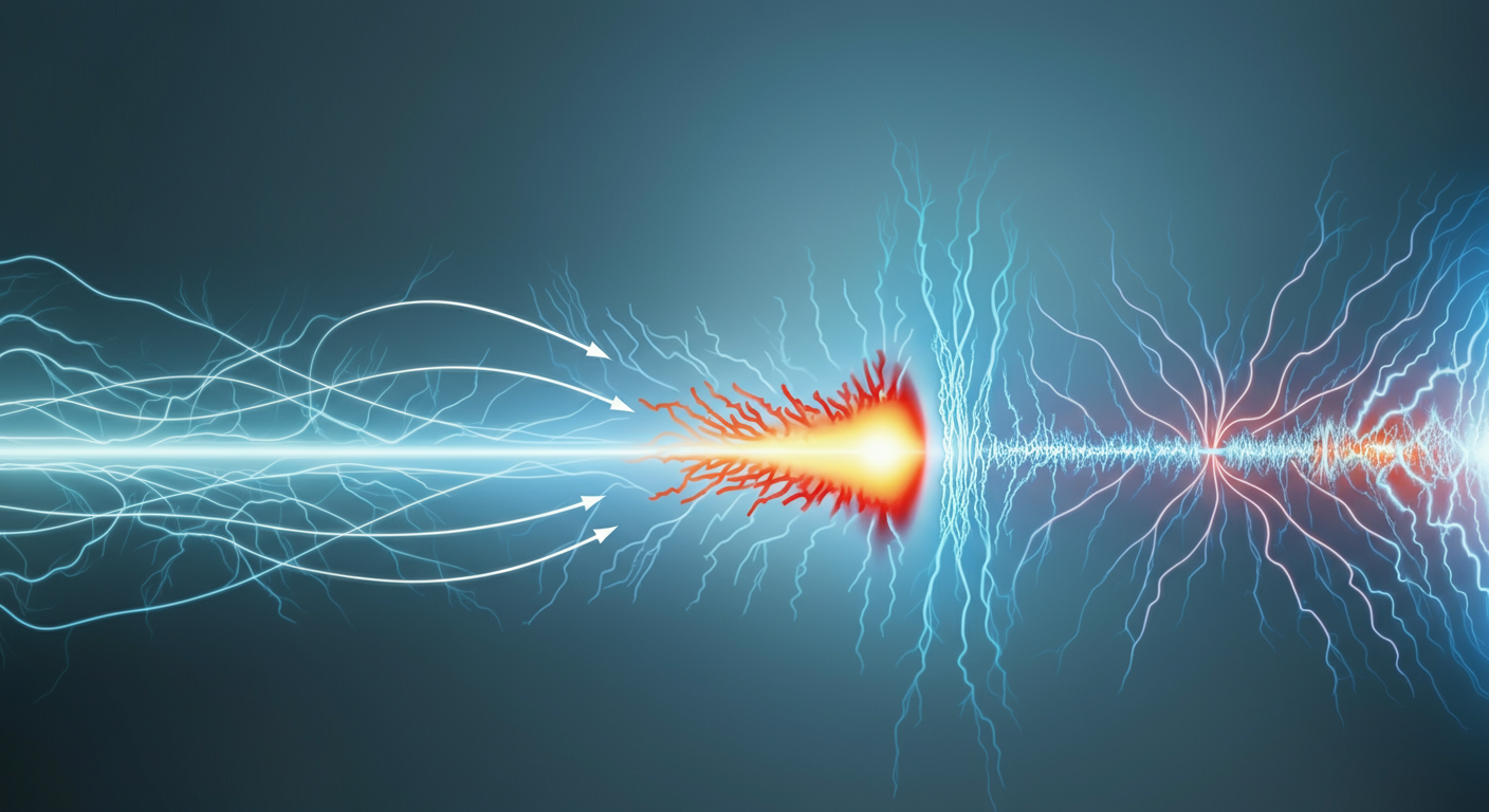 Electromagnetic pulse science diagram showing EMP wave propagation