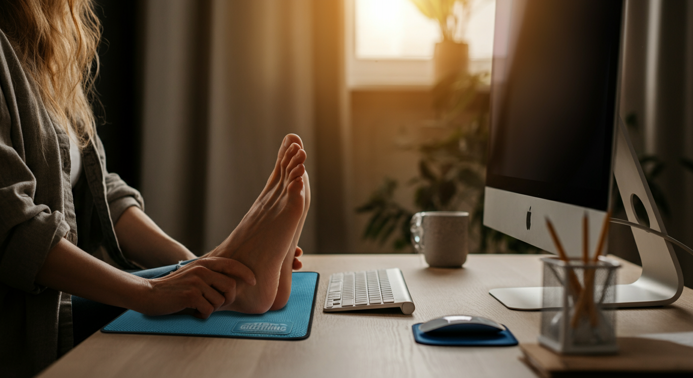 Person using grounding mat more safely at desk with proper setup