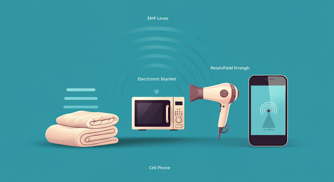 EMF level comparison between electric blankets and common household devices