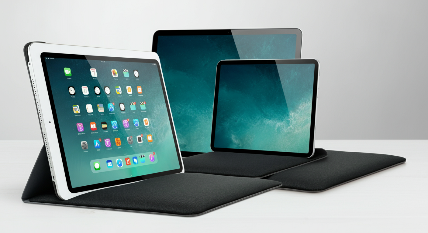 Universal EMF shielding tablet pad used with different device sizes for flexible protection