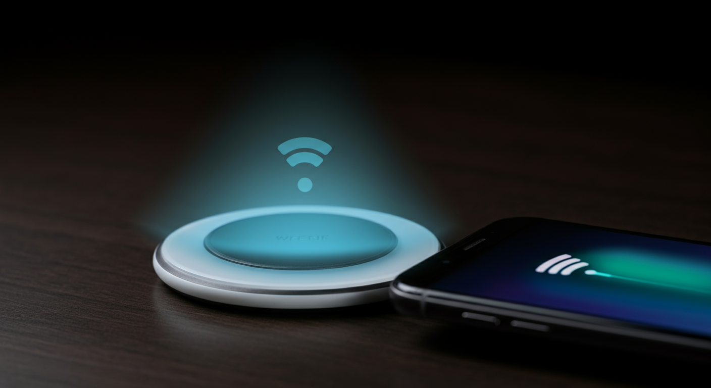 Wireless charging EMF radiation decreasing with distance from charger pad