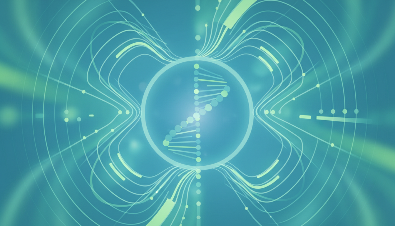 Abstract visualization of EMF health research showing biological interaction at cellular level